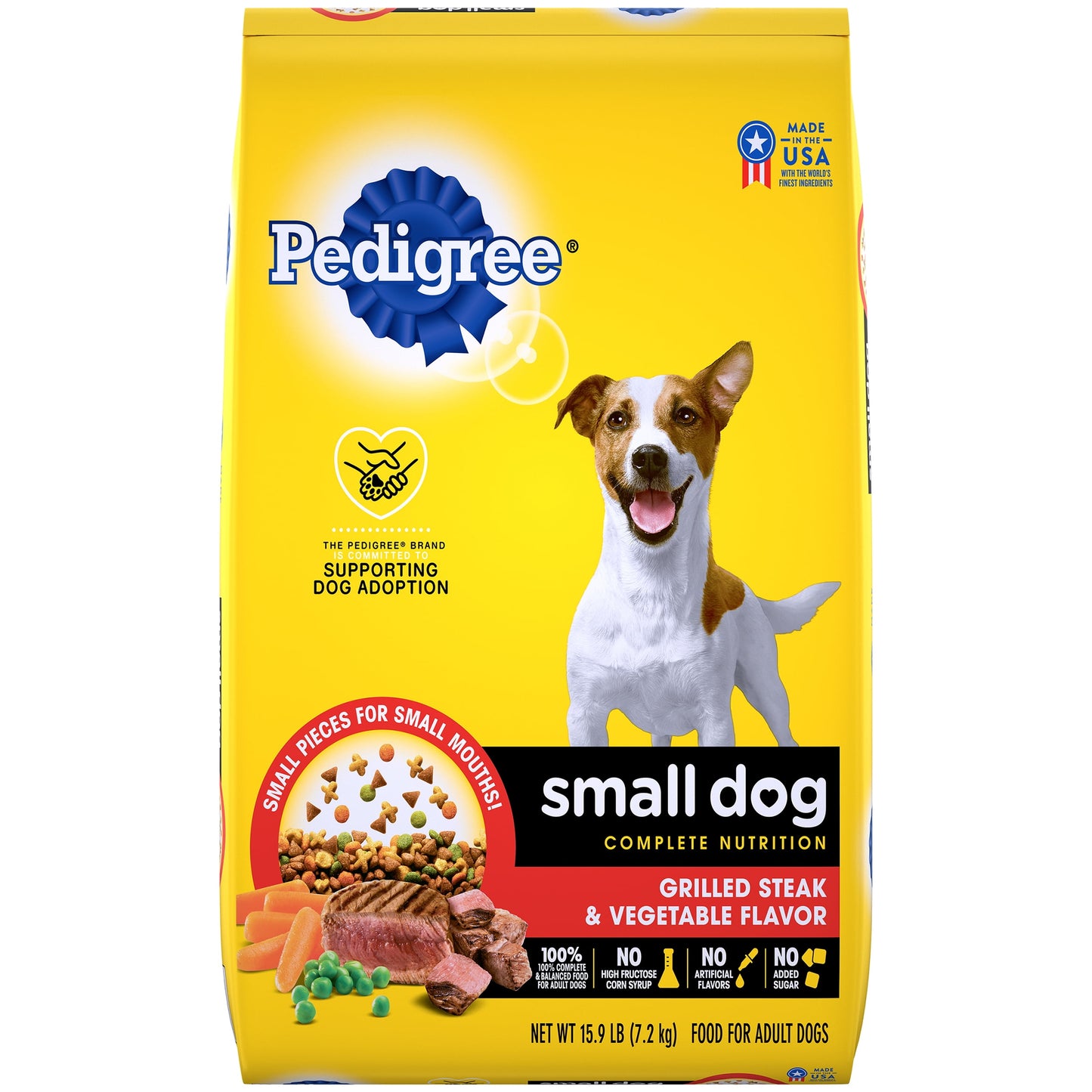 PEDIGREE Complete Nutrition Grilled Steak and Vegetable Dry Dog Food for Small Adult Dog, 14 Lb. Bag