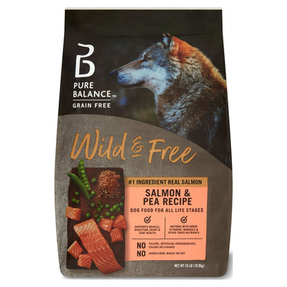 Pure Balance Wild & Free Salmon & Pea Recipe Dry Dog Food, Grain-Free, 24 Lbs