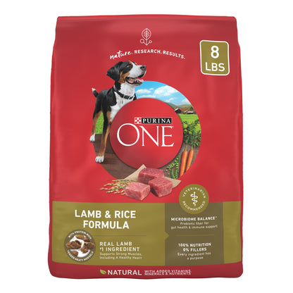 Purina ONE High Protein Dry Dog Food, Lamb and Rice Formula, 8 Lb Bag