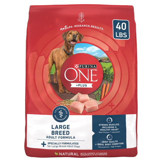 Purina One +Plus Dry Dog Food for Large Adult Dogs High Protein, Real Chicken, 31.1 Lb Bag