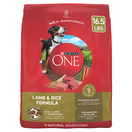 Purina ONE High Protein Dry Dog Food, Lamb and Rice Formula, 8 Lb Bag