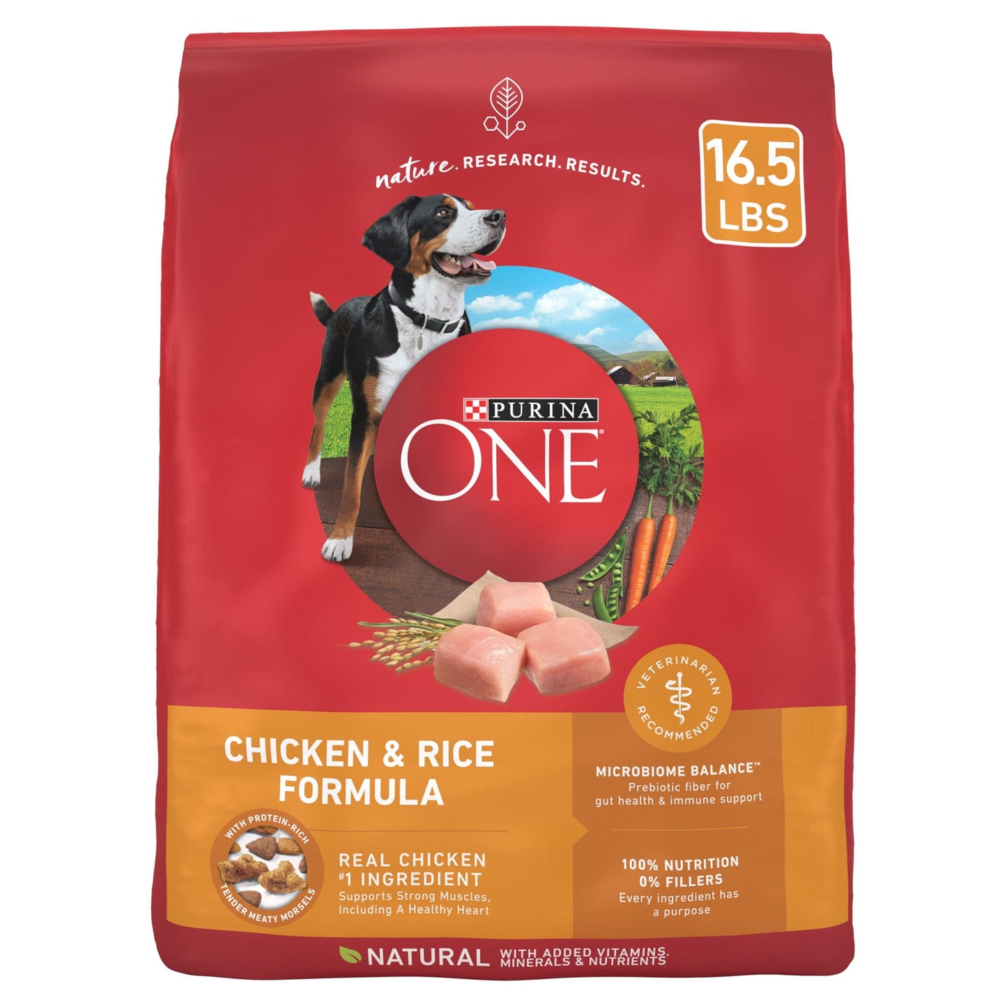 Purina One Dry Dog Food for Adult Dogs High Protein, Real Chicken & Rice, 16.5 Lb Bag