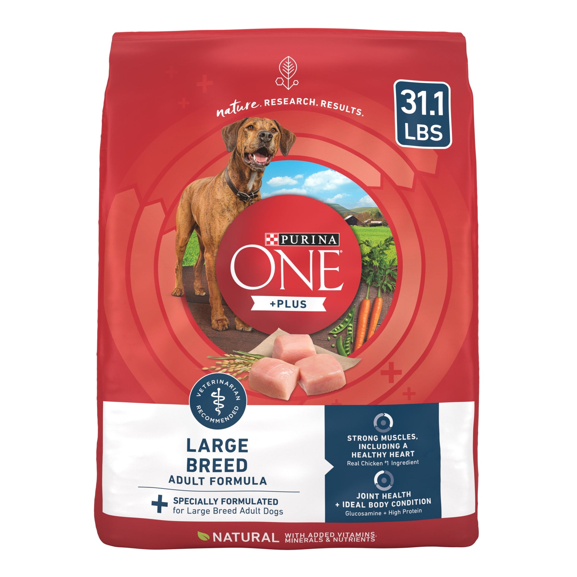 Purina One +Plus Dry Dog Food for Large Adult Dogs High Protein, Real Chicken, 31.1 Lb Bag