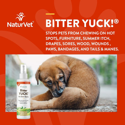 Naturvet Bitter Yuck! No Chew Spray for Dogs, Cats, and Horses Pet Training Spray, Liquid, Made in the USA, 8 Ounce