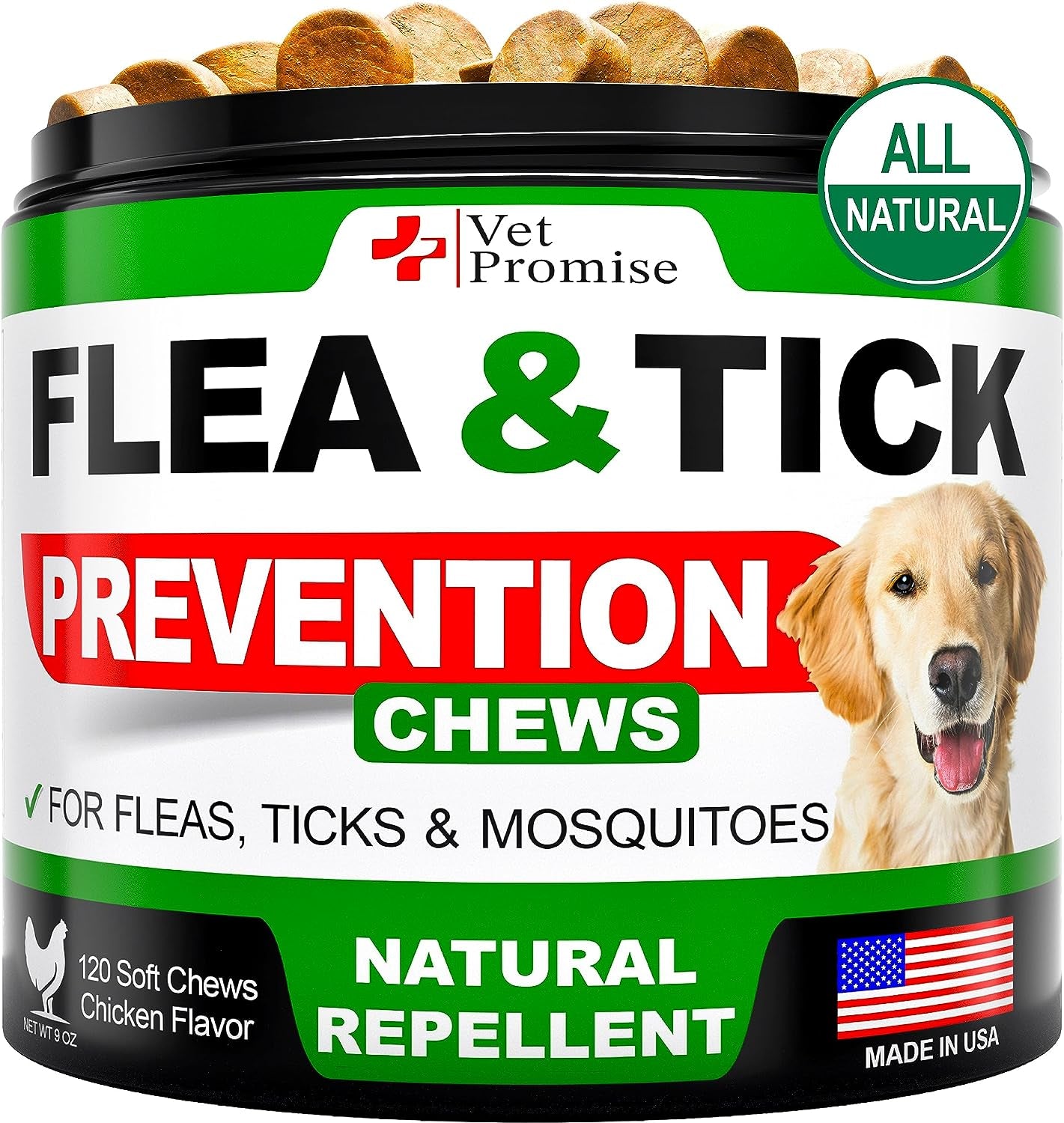 Flea and Tick Prevention for Dogs Chewables - All Natural Dog Flea & Tick Control - Flea and Tick Chews for Dogs - Oral Flea Pills for Dogs Supplement - Made in USA - 115 Chews