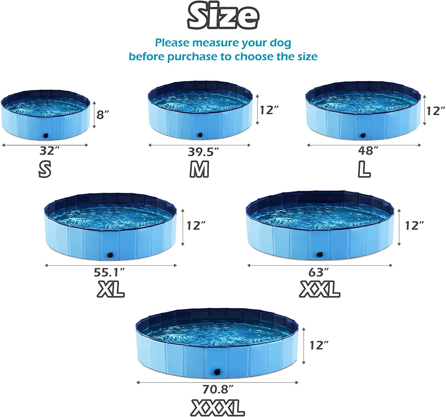 Jasonwell Foldable Dog Pet Bath Pool Collapsible Dog Pet Pool Bathing Tub Kiddie Pool Doggie Wading Pool for Puppy Small Medium Large Dogs Cats and Kids 71" Blue