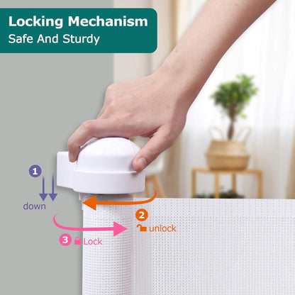 YOOFOR Retractable Baby Gate, Extra Wide Safety Kids or Pets Gate, 33” Tall, Extends to 55” Wide, Mesh Safety Dog Gate for Stairs, Indoor, Outdoor, Doorways, Hallways (White, 33"X55")