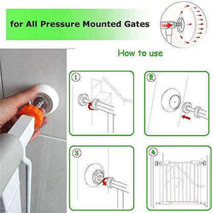 Vmaisi Baby Gate Wall Protector - Protect Walls & Doorways from Pet & Dog Gates - Pressure Mounted Gates Work on Stairs - 4 Pack Gates Wall Cups - White