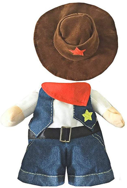 NACOCO Cowboy Dog Costume with Hat Dog Clothes Halloween Costumes for Cat and Small Dog (Large) Blue