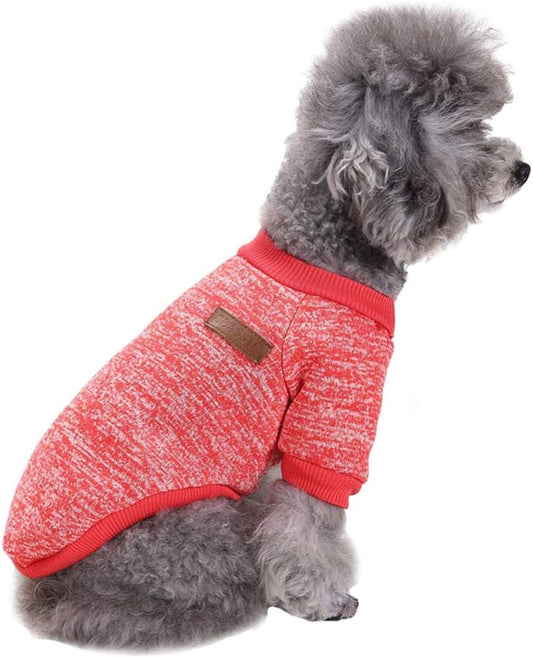 Jecikelon Pet Dog Clothes Dog Sweater Soft Thickening Warm Pup Dogs Shirt Winter Puppy Sweater for Dogs (Red, M)