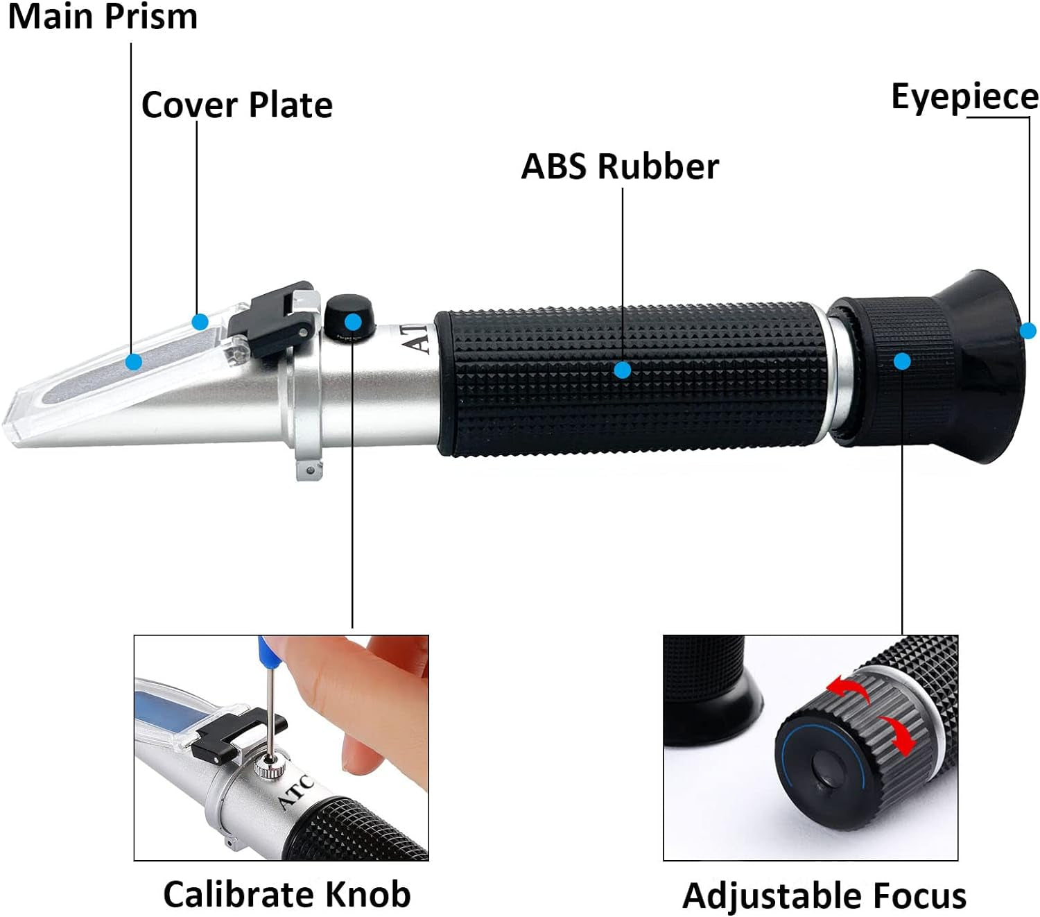 Salinity Refractometer for Seawater Marine Fishkeeping Aquarium 0-100PPT & 1.000-1.070 Salinity Hydrometer Salinity Tester with with Automatic Temperature Compensation (ATC)