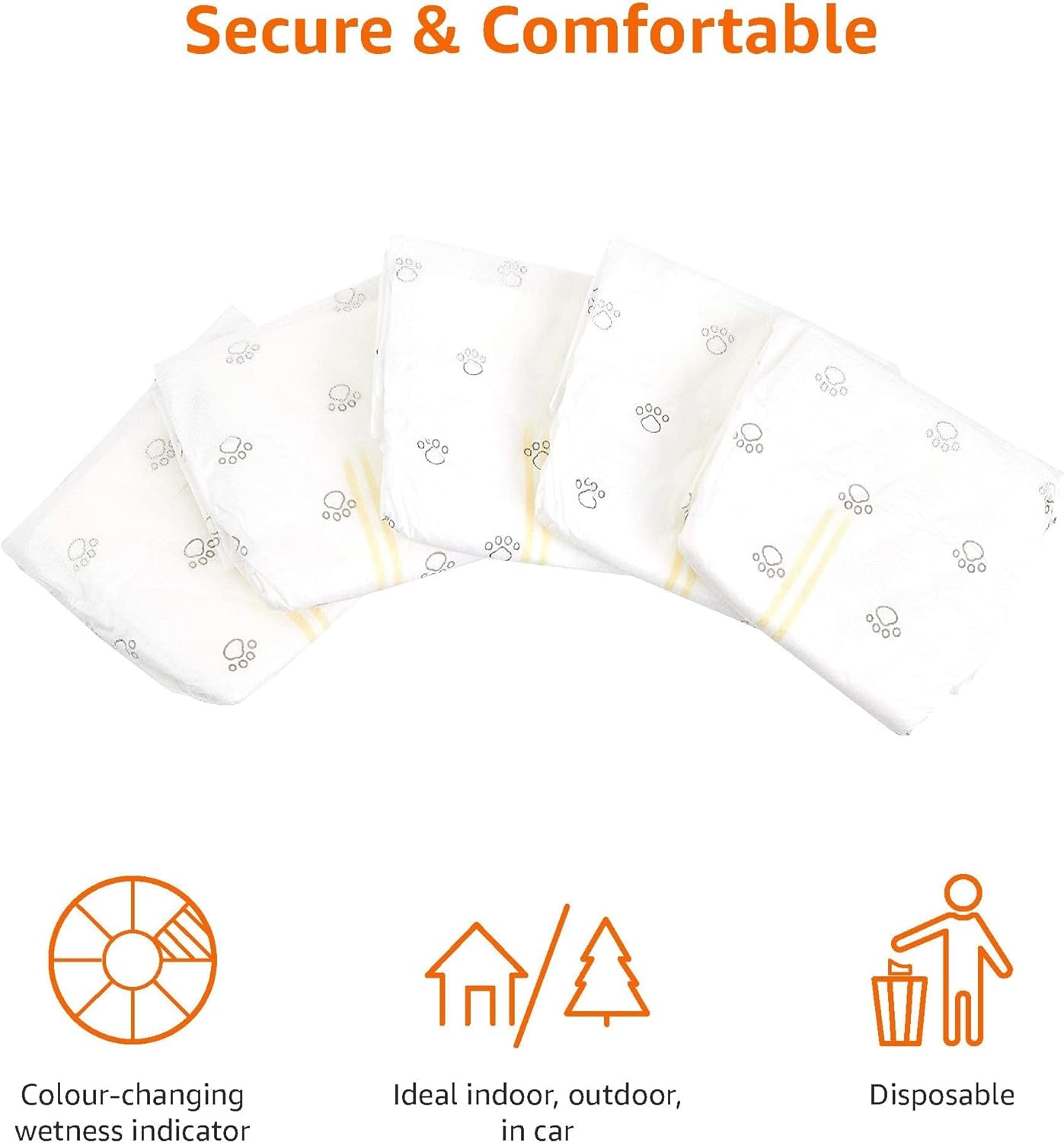 Amazon Basics Male Dog Wrap, Disposable Diapers, Large - Pack of 30, White