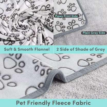 Stuffed Waterproof Dog Blankets for Medium Dogs,32" X 23" Puppy Blanket Covers for Sofa, Reversible Flush Sherpa Fleece Flannel Furniture Protector, Navy & Gray