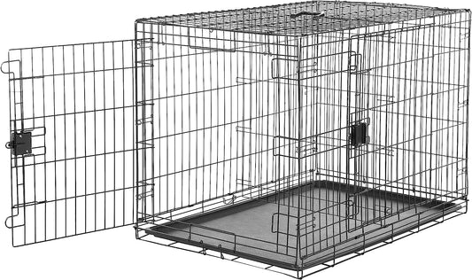 Amazon Basics - Durable,Foldable Metal Wire Dog Crate with Tray, Double Door, 42 X 28 X 30 Inches, Black