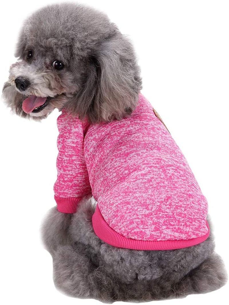 Jecikelon Pet Dog Clothes Dog Sweater Soft Thickening Warm Pup Dogs Shirt Winter Puppy Sweater for Dogs (Rose Red, M)