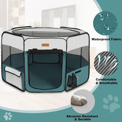 Dog Playpen, Portable Pet Play Pen for Cat, Puppies, Rabbits, Chickens, Foldable Large-Capacity Pet Tent for Indoor/Outdoor Travel Camping