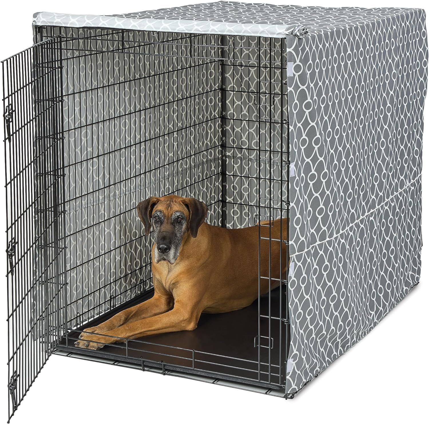 Midwest Homes for Pets Dog Crate Cover, Privacy Dog Crate Cover Fits Midwest Dog Crates, Crate Cover Only; Machine Wash & Dry; Gray Geo Print; 54 Inch