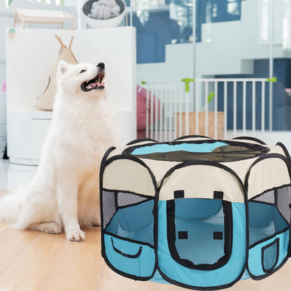 Dogs Playpen Cat Playpen Pop up Playpen Small Middle Large Dog Cat Playpen Pet Playpen 37X37X24 Pop up Playpen Pet Tent Playground Indoor Outdoor Pet Puppy Dog Playpen (Black/Blue)