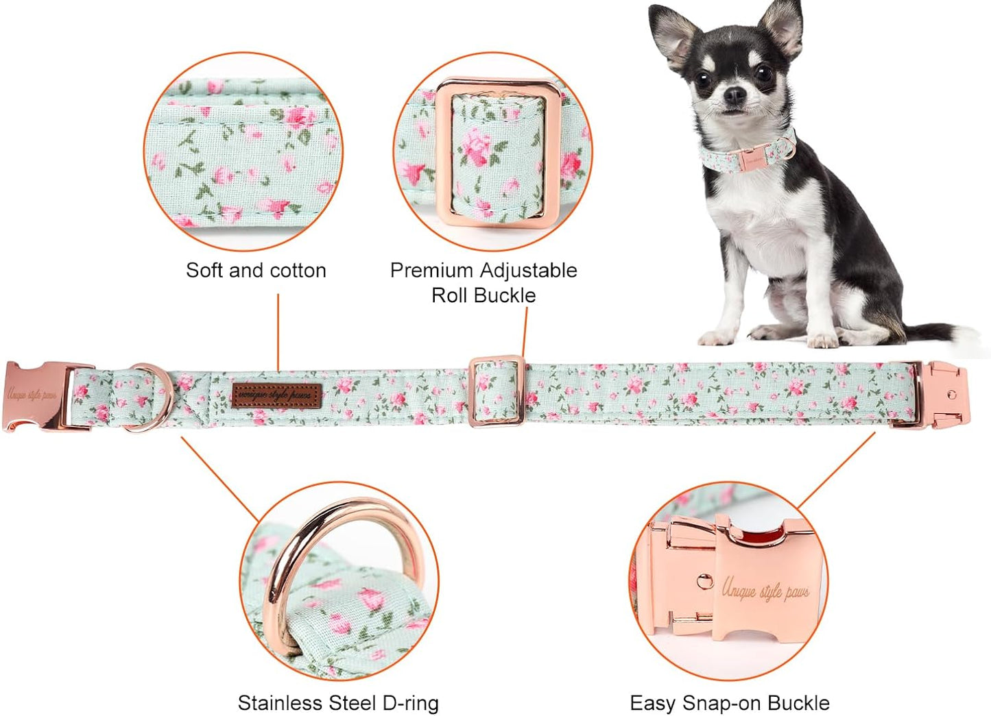 Unique Style Paws Dog Collar Metal Buckle Collar Gift for Small Medium Large Boys Girls Dogs