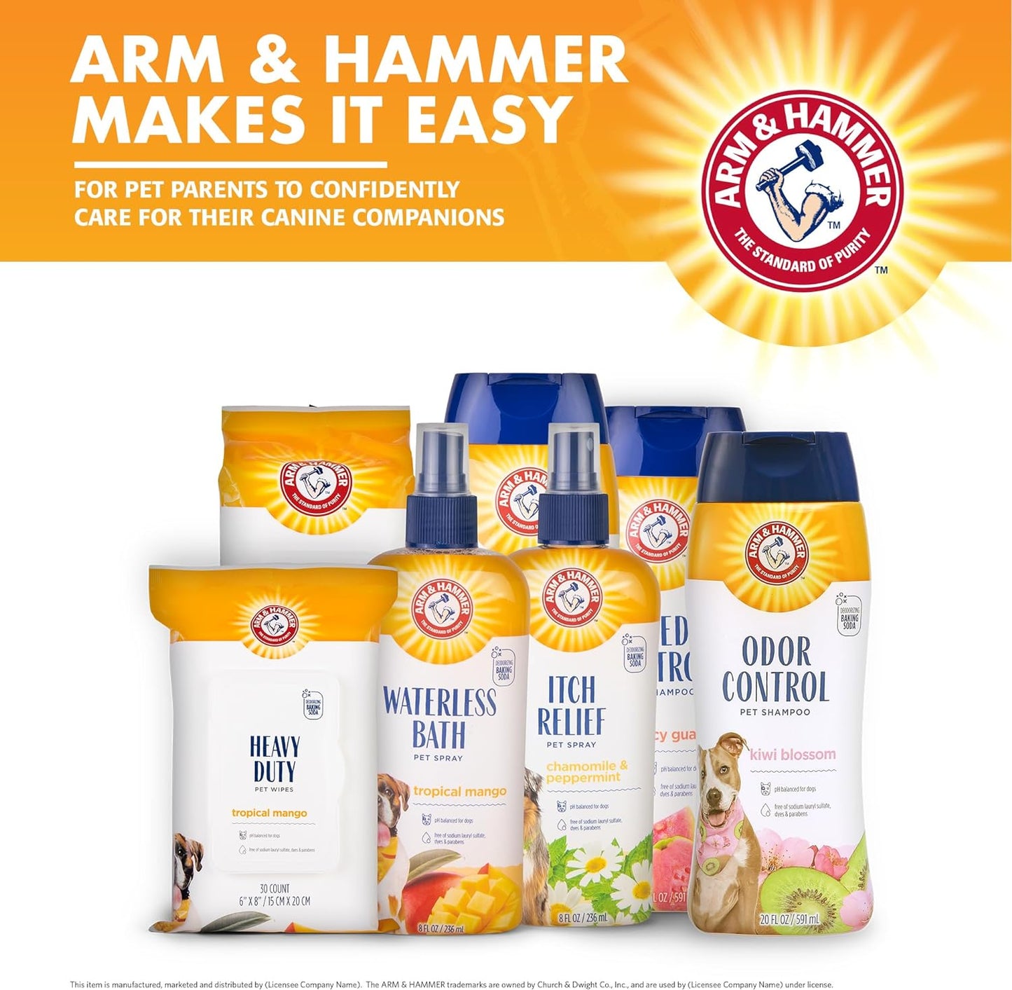 Arm & Hammer Super Deodorizing Shampoo for Dogs - Odor Eliminating Dog Shampoo for Smelly Dogs & Puppies with Arm & Hammer Baking Soda -- Kiwi Blossom Scent, 20 Fl Oz,White