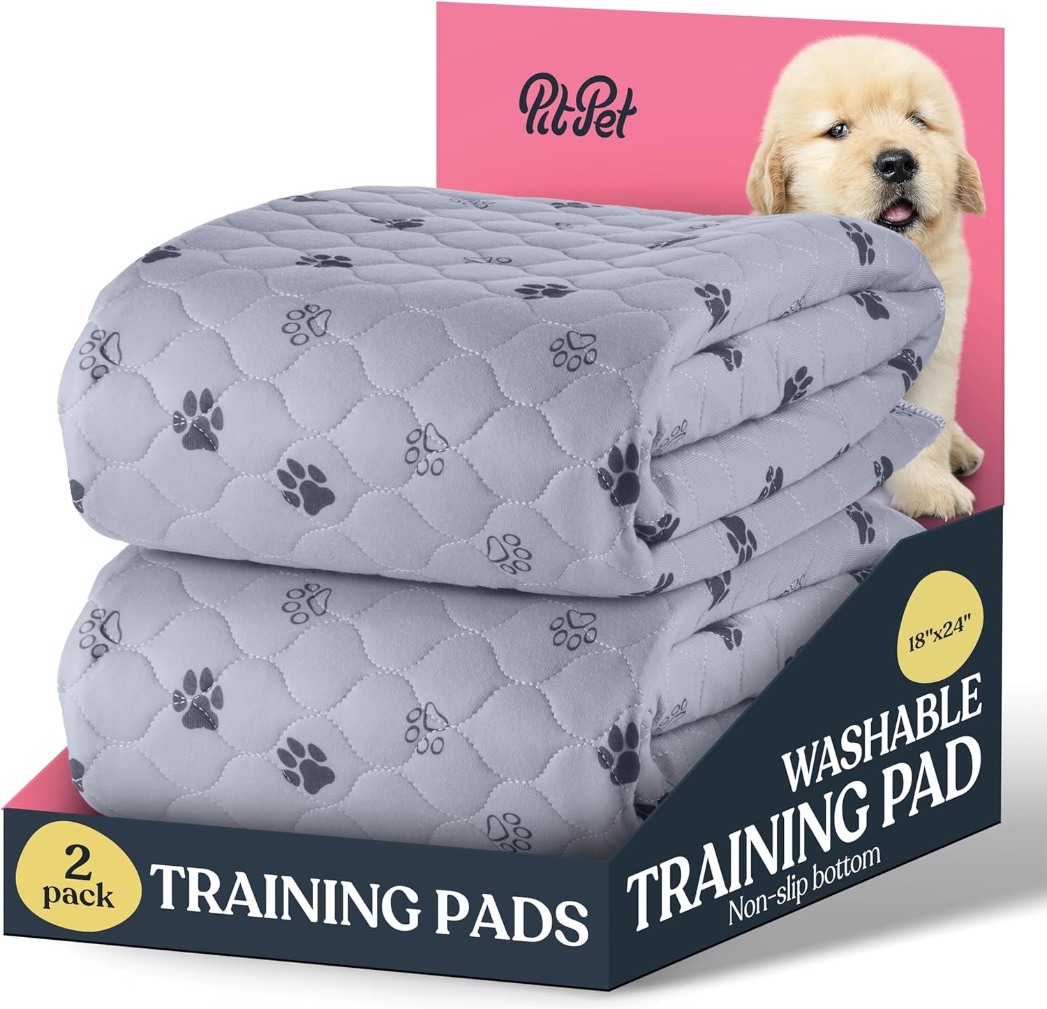 Super Absorbent Washable Pee Pads for Dogs - 2-Pack Superior Reusable Puppy Pads Pet Training Pads –100% Waterproof Dog Pee Pad Protects against Urine Leakage Non-Slip Grip Prevents Slipping& Bunching