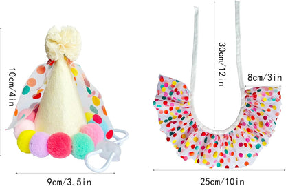 Cat Dog Princess Costumes Puppy Cat Birthday Bandana Scarf and Party Hat Cute Lace Dog Bib Scarf and Christmas Hat Doggy Cat Birthday Party Decorations Set