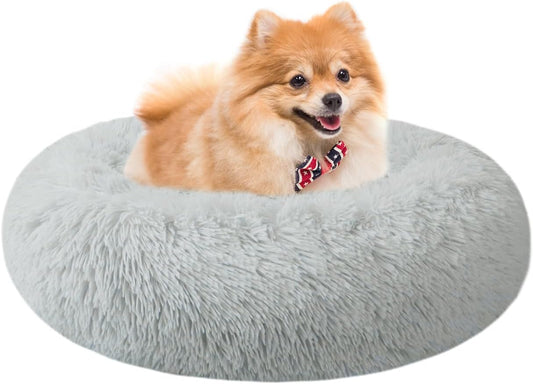 Dog Bed for Small Medium Large Dogs, 24 Inch Calming Dogs Bed, Washable-Round Cozy Soft Pet Bed for Puppy and Kitten with Slip-Resistant Bottom