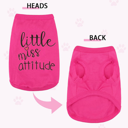 Personality-Packed Canine Attire: Soft, Lightweight Dog Clothes Featuring the Bold 'Little Miss Attitude' Slogan Print, Perfect for Small and Medium Dogs Rose Red X-Small