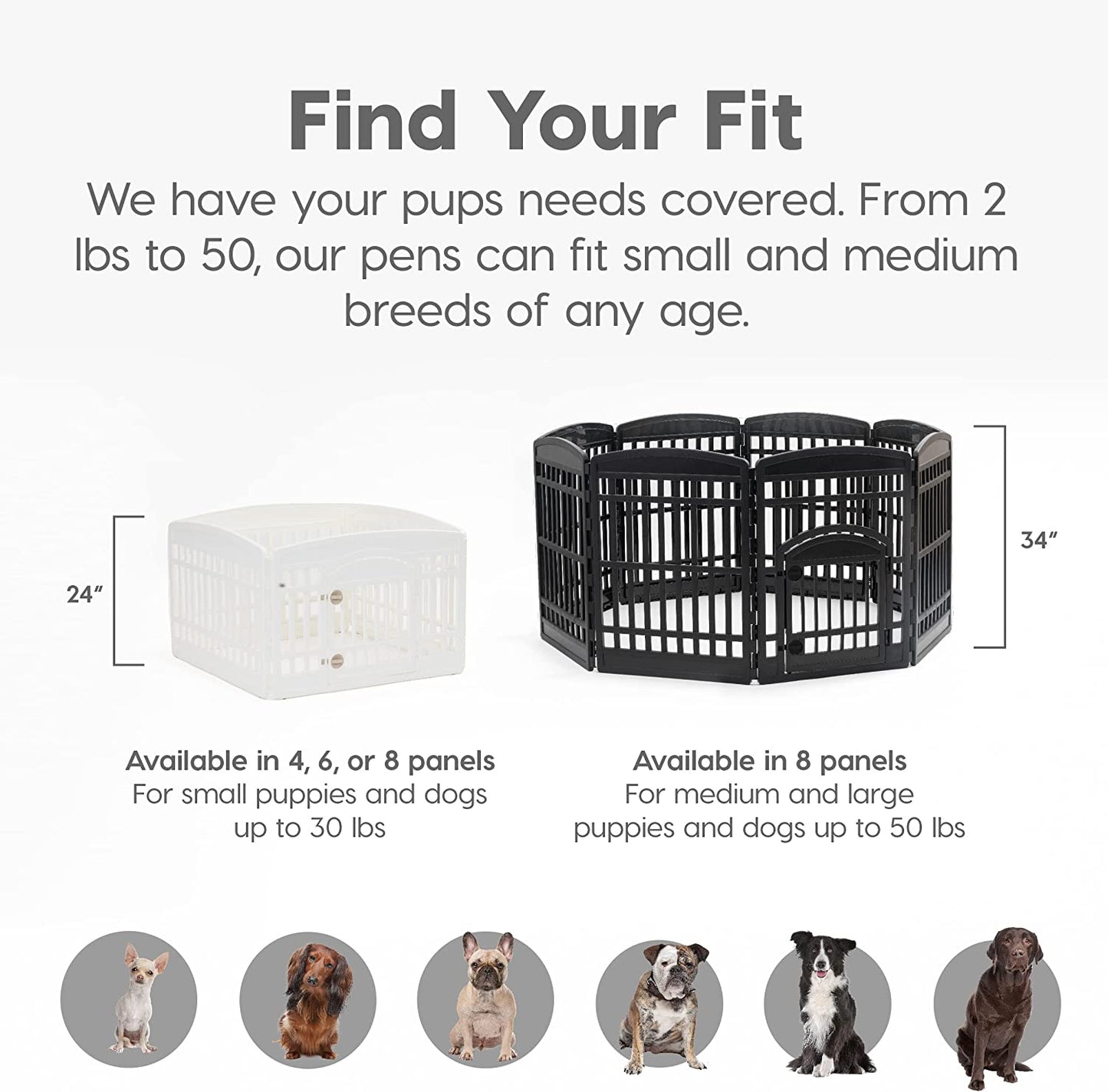 IRIS USA 24" Exercise 4-Panel Pet Playpen with Door and Square Training Pad Holder Set, Dog Playpen & Potty Pad Holder for Puppies and Small Dogs, Easy Assemble, Easy Storing, Floor Protection, Black