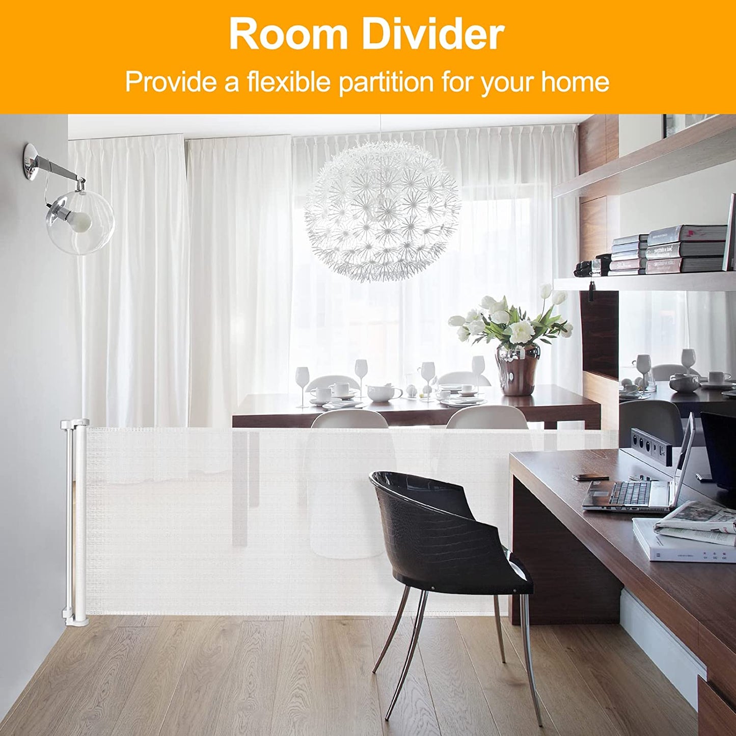 60 Inch Retractable Baby Gates Dog Gates for the House 35’’Tall Baby Gates for Doorways Extend up to 60’’Wide Dog Gate for Stairs Retractable Gate Outdoor Gates for Decks Dog Gate Indoor (Light Gray)