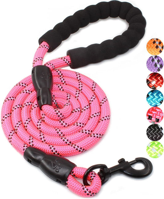 BAAPET 2/4/5/6 FT Dog Leash with Comfortable Padded Handle and Highly Reflective Threads for Small Medium and Large Dogs (5FT-1/2'', Pink)