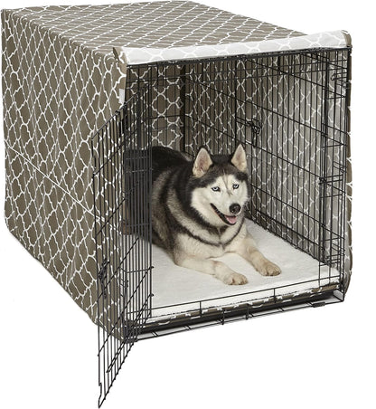 Midwest Homes for Pets Dog Crate Cover, Privacy Dog Crate Cover Fits Midwest Dog Crates, Crate Cover Only; Machine Wash & Dry; Brown Geo Print; 48 Inch