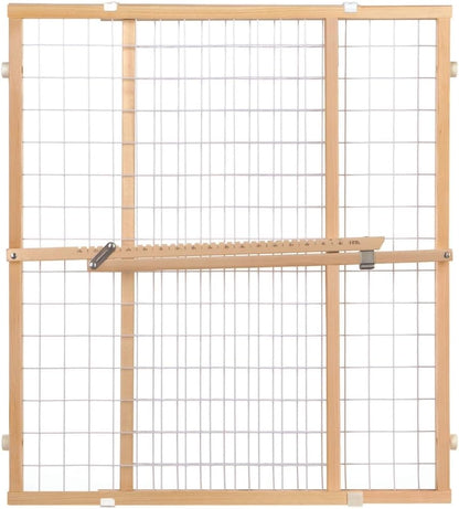 Toddleroo by North States Extra Wide Wire Mesh Wooden Baby Gate: 29.5"-50" Wide. Pressure Mounted Baby Gate for Doorway. (31" Tall, Sustainable Hardwood)