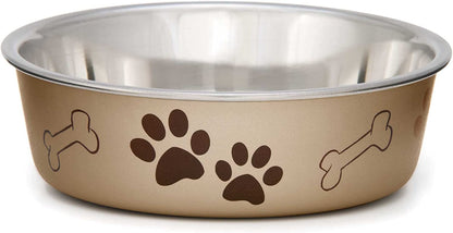 Loving Pets - Bella Bowls - Dog Food Water Bowl No Tip Stainless Steel Pet Bowl No Skid Spill Proof (Extra Large, Champagne)