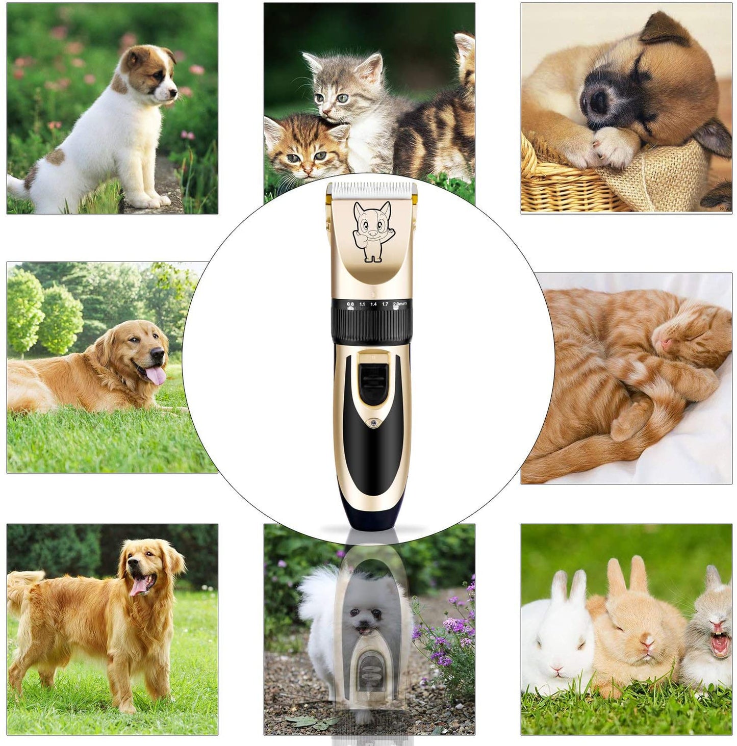 Dog Grooming Kit Clippers, Low Noise, Electric Quiet, Rechargeable, Cordless, Pet Hair Thick Coats Clippers Trimmers Set, Suitable for Dogs, Cats, and Other Pets (Silver)