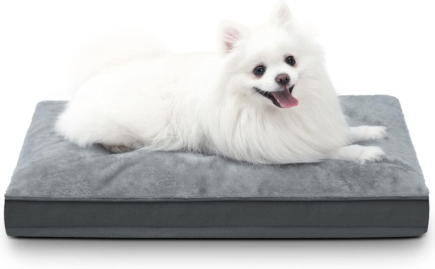 Dog Crate Bed Waterproof Deluxe Plush Dog Beds with Removable Washable Cover Anti-Slip Bottom Pet Sleeping Mattress for Large, Medium, Jumbo, Small Dogs, 23 X 17 Inch, Gray