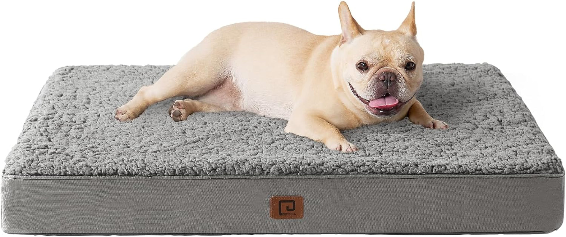 EHEYCIGA Orthopedic Foam Dog Bed, Medium, 30"L X 20"W X 3.5"Th, Light Grey