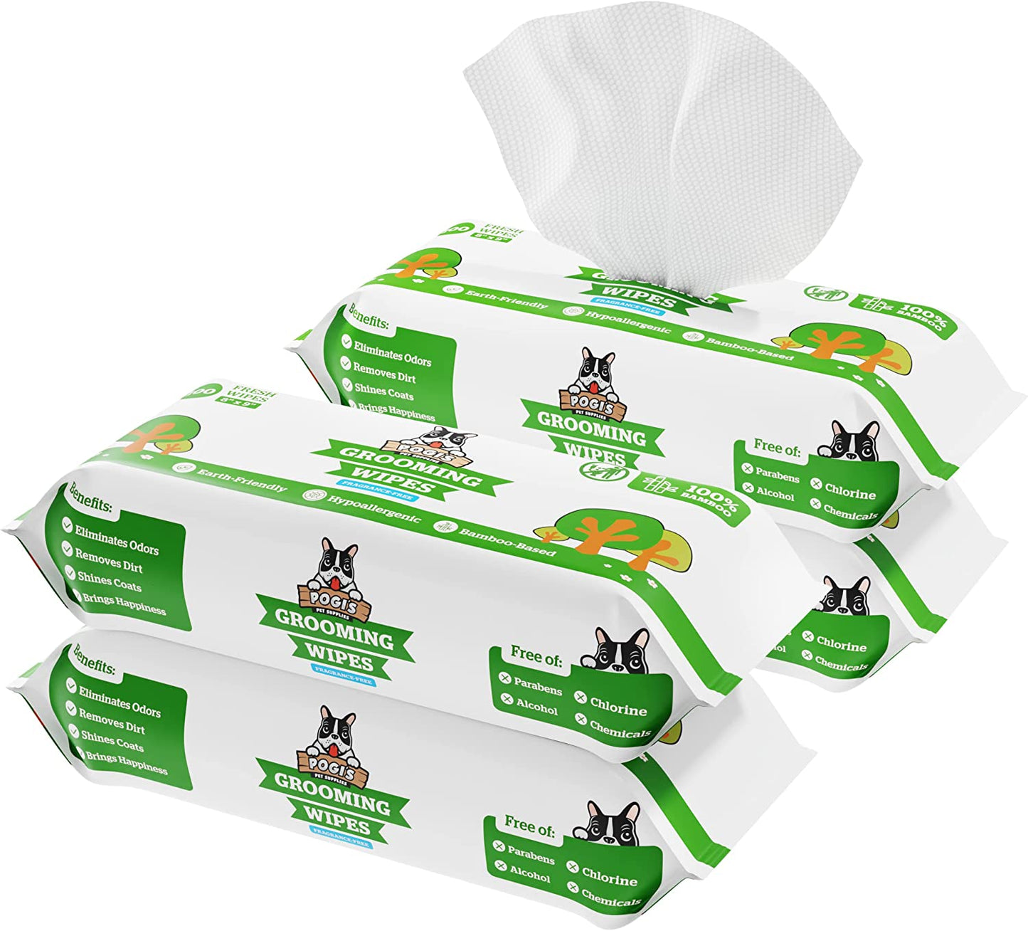 Pogi'S Dog Grooming Wipes - 400 Dog Wipes for Cleaning and Deodorizing - Plant-Based, Hypoallergenic Pet Wipes for Dogs, Puppy Wipes - Quick Bath Dog Wipes for Paws, Butt, & Body - Fragrance Free