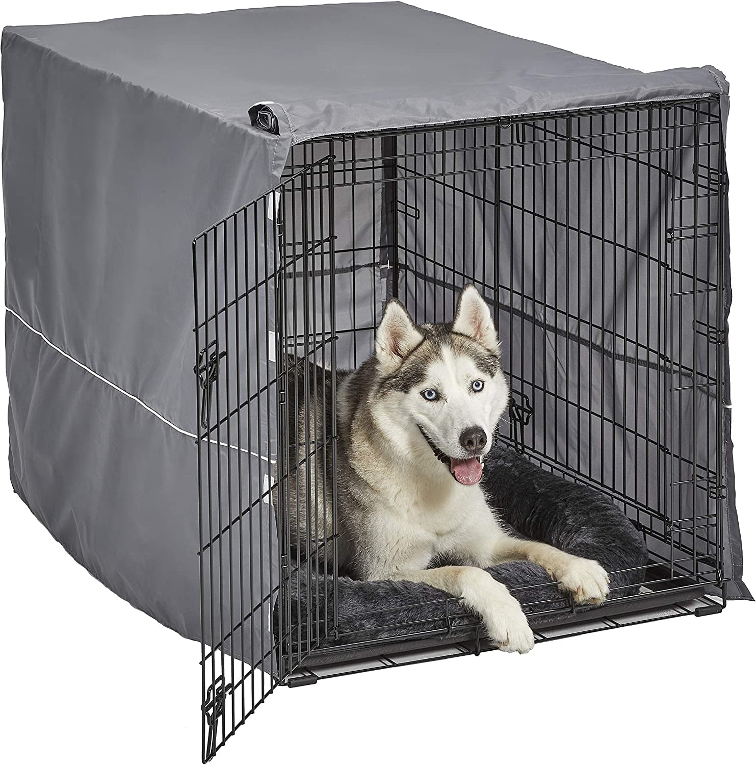 Midwest Homes for Pets Double Door Dog Crate Kit Includes One Two-Door Crate, Matching Gray Bed & Gray Crate Cover, 42-Inch Kit Ideal for Large Dog Breeds