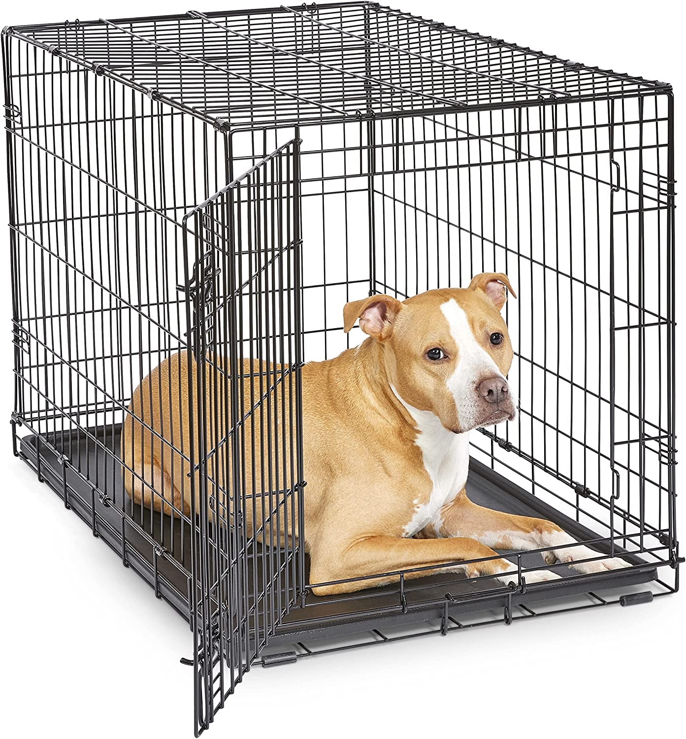 New World Newly Enhanced Single Door New World Dog Crate, Includes Leak-Proof Pan, Floor Protecting Feet, & New Patented Features, 48 Inch