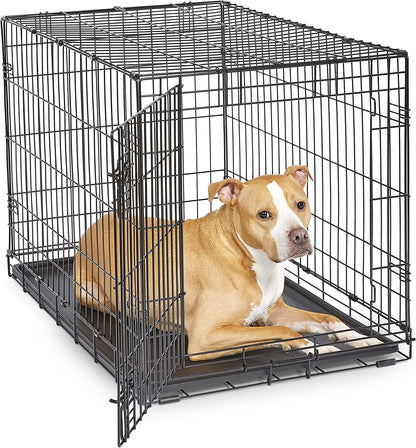 New World Newly Enhanced Single Door New World Dog Crate, Includes Leak-Proof Pan, Floor Protecting Feet, & New Patented Features, 24 Inch