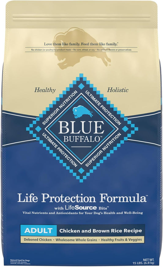 Blue Buffalo Life Protection Formula Natural Adult Dry Dog Food, Chicken and Brown Rice 15-Lb