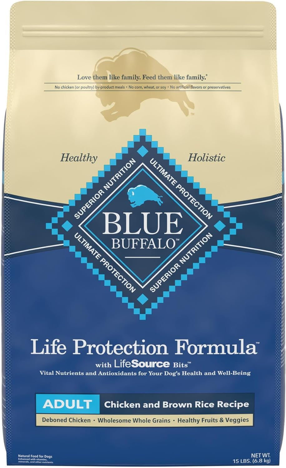 Blue Buffalo Life Protection Formula Natural Adult Dry Dog Food, Beef and Brown Rice 5-Lb Trial Size Bag