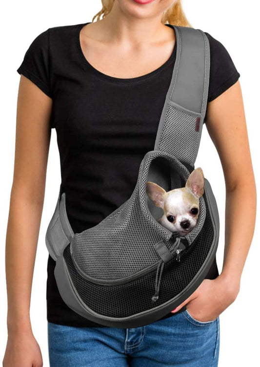 YUDODO Pet Dog Sling Carrier Large Pocket Adjust Strap Anti-Falling Design Breathable Mesh Travel Safe Sling Bag Carrier for Dogs Cats