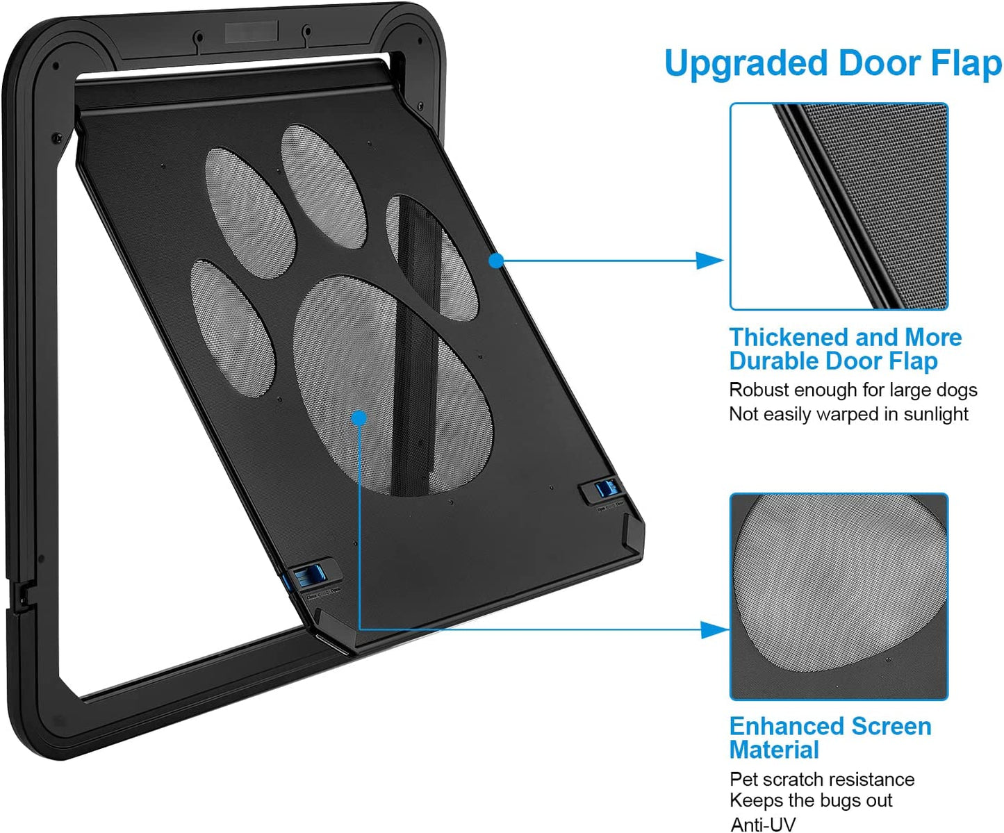 Ownpets Dog Screen Door, inside Door Flap 12X14X0.4 Inch, Lockable Pet Screen Door, Magnetic Self-Closing Screen Door with Locking Function, Sturdy Screen Door for Dogs Cats