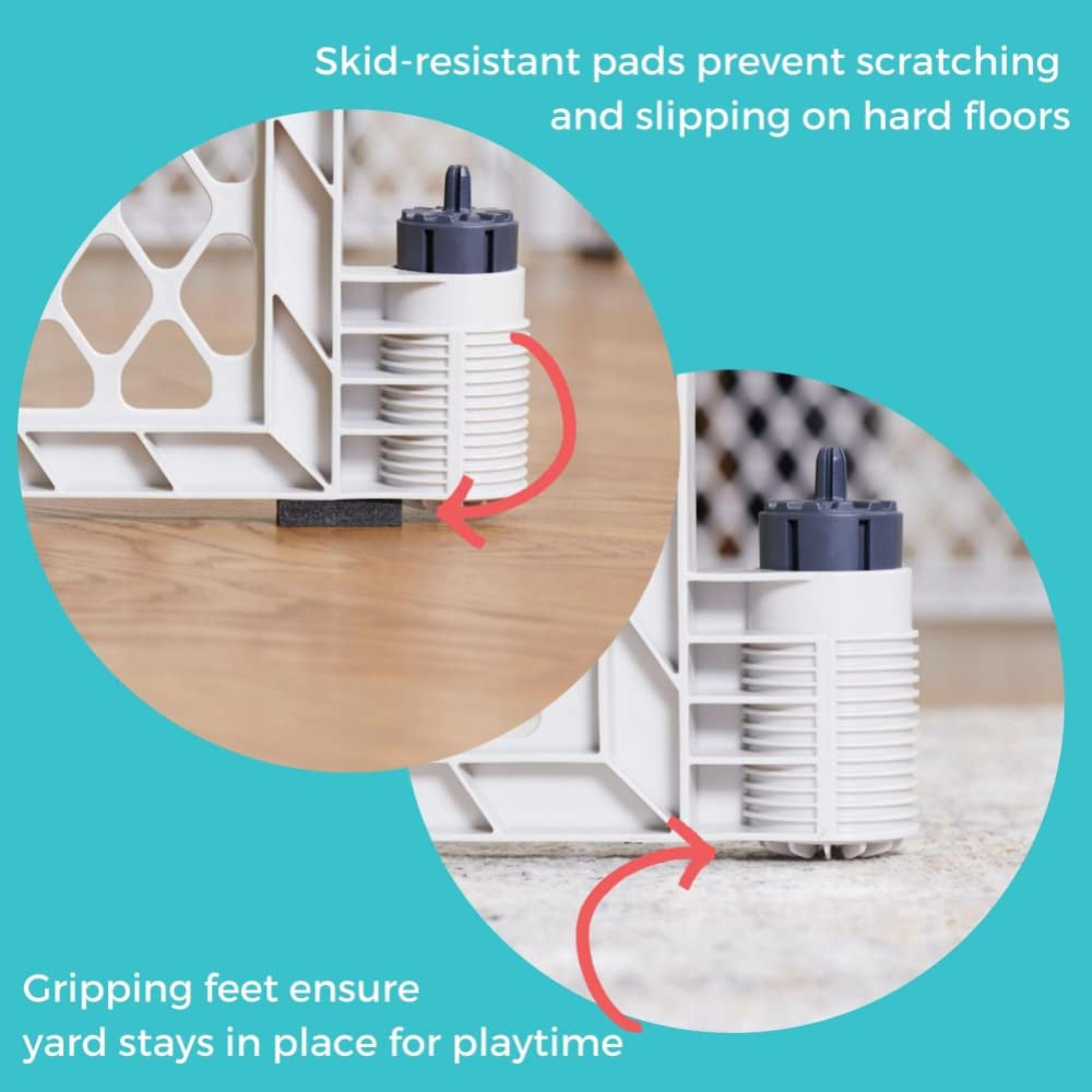 Toddleroo by North States Superyard 6 Panel Free Standing Play Yard, Indoor or Outdoor Baby Playpen, Baby Gate. Made in USA. 5.5 Feet Corner to Corner Play Pen (26" Tall, Pewter)