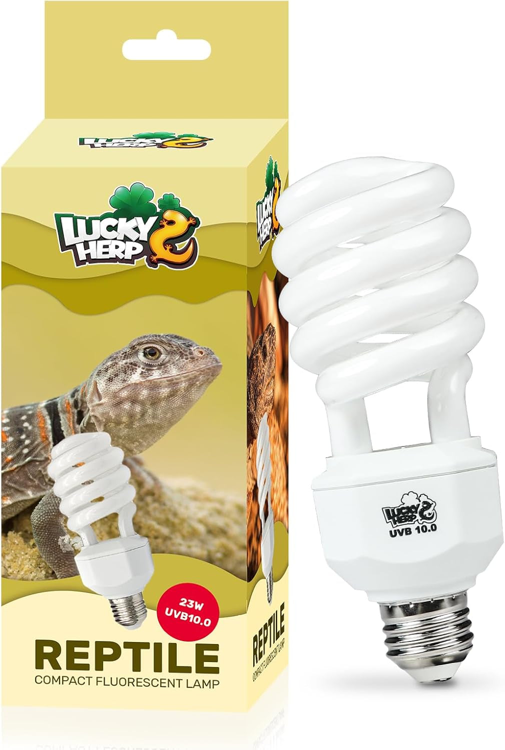 LUCKY HERP UVA UVB Reptile Light 10.0, Desert UVB 150 Compact Fluorescent Lamp, UVB Light for Reptiles 23W, UVA UVB Reptile Light Bulb, UVB Bulb for Reptiles Bearded Dragons Lizards Tortoises Snakes