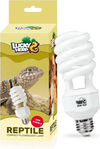 LUCKY HERP UVA UVB Reptile Light 10.0, Desert UVB 150 Compact Fluorescent Lamp, UVB Light for Reptiles 23W, UVA UVB Reptile Light Bulb, UVB Bulb for Reptiles Bearded Dragons Lizards Tortoises Snakes