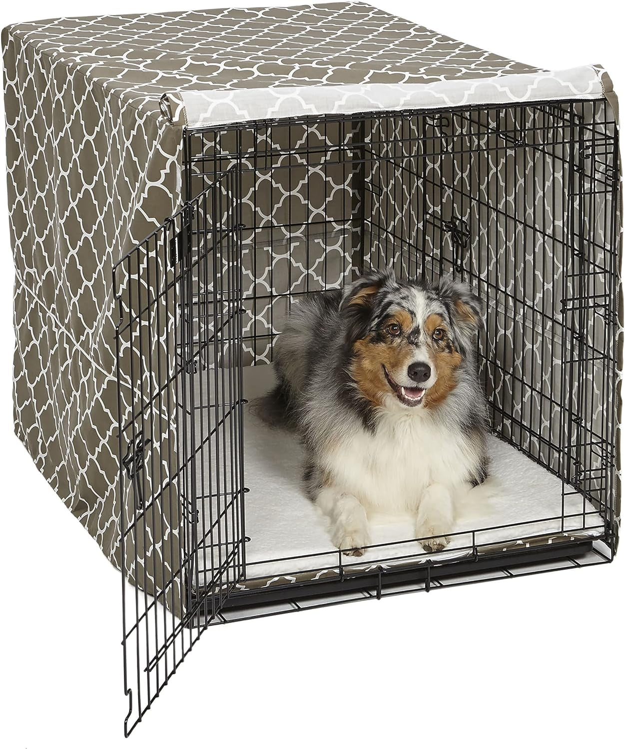 Midwest Homes for Pets Dog Crate Cover, Privacy Dog Crate Cover Fits Midwest Dog Crates, Crate Cover Only; Machine Wash & Dry; Brown Geo Print; 42 Inch