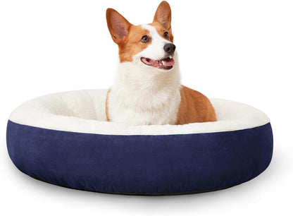 Love'S Cabin round Donut Cat and Dog Cushion Bed, 25In Pet Bed for Small or Medium Dogs, Anti-Slip & Water-Resistant Bottom, Soft Durable Fabric Pet Beds, Washable Calming Cat & Dog Bed Navy